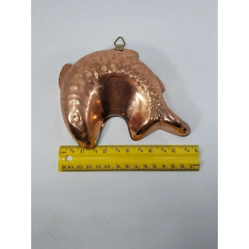Vintage Metal Fish Mold Hanging Wall Decor Made In Korea Small Copper Color